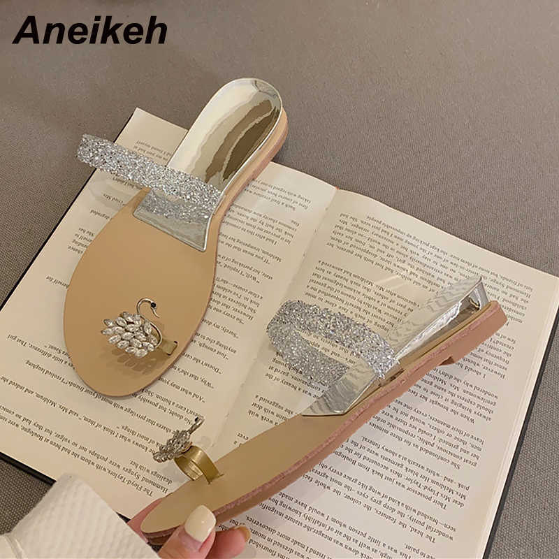 Aneikeh Summer Women Shoes Fashion PU Slippers Bling Crystal Decoration Swan Concise Slip-On Peep Toe Flat Heel -39 210615, Black
Aneikeh Summer Women Shoes Fashion PU Slippers Bling Crystal Decoration Swan Concise Slip-On Peep Toe Flat Heel -39 210615, Black