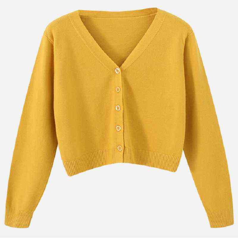 Pink Cardigan Womens Long Sleeve Cropped Green Sweater Fashion Knitted Womens Clothing Solf V-neck Tops Green 211117