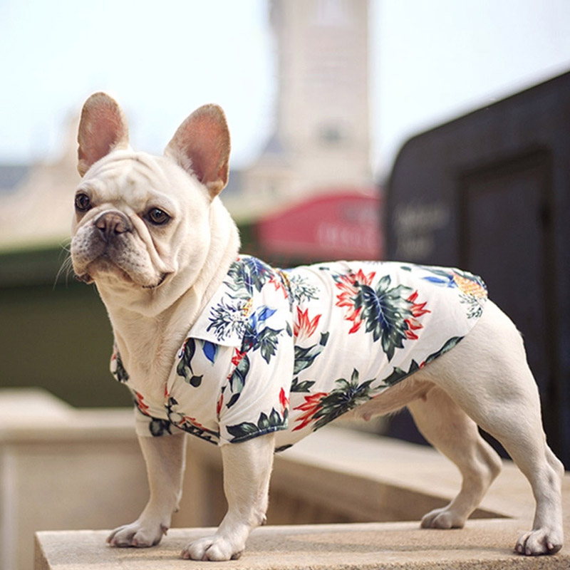 Hawaii Style Printed Dog Apparel Dogs Clothes Cat French Bulldog Bichon Hiromi Teddy Pet Summer Tshirt Clothing Puppy Short Sleeve YL0324