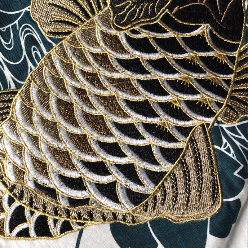 Arrival Hip Hop Knitted Tshirt Homme T Shirt Men Goods Embroidery With Short Carp Tattoo O-neck Cotton Casual 210629