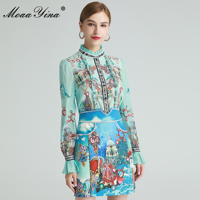 Fashion Designer Set Spring Women's Long sleeve Blouses Tops+Crystal Beaded Skirt Floral Print Two-piece set 210524, Multi
Fashion Designer Set Spring Women's Long sleeve Blouses Tops+Crystal Beaded Skirt Floral Print Two-piece set 210524, Multi