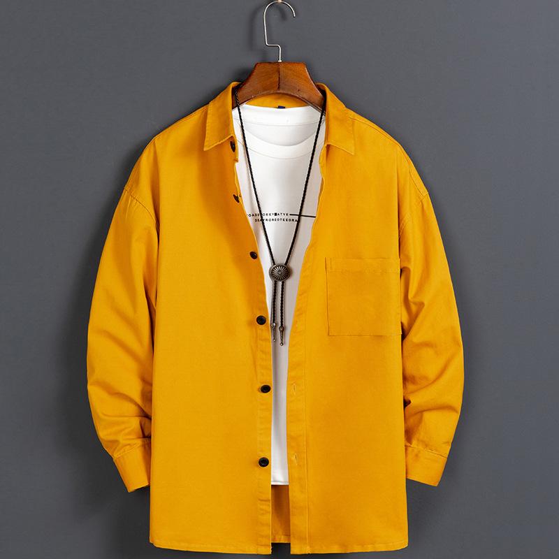 100% Cotton Jeans Shirt For Men's Long-Sleeved Loose Casual Solid Denim Shirts Male Classical Single Chest Pockets Clothing