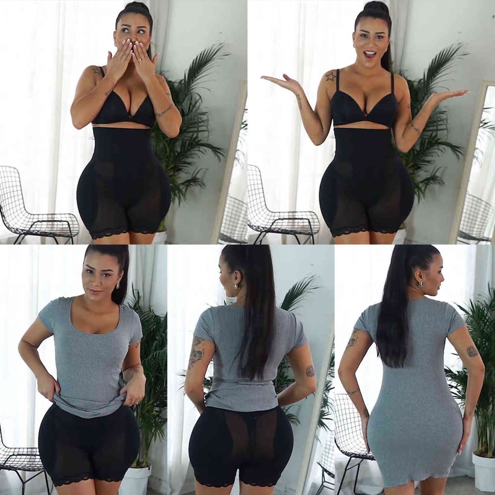 Tummy Control High Waist Shaping Panty Butt and Hip Pads Tummy Tuck Panties Tummy Control Underwear High Waisted Slimming Panty 211112