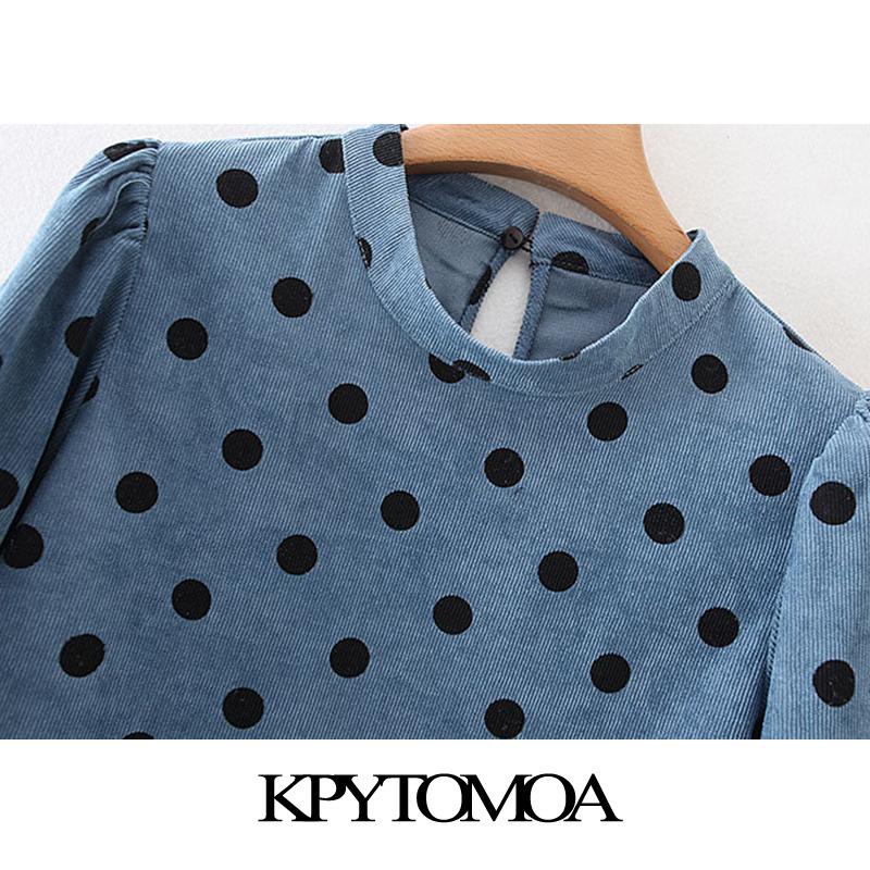 Elegant Polka Dot Pockets Corduroy Mini Dress Women Fashion O Neck Long Sleeve Female Dresses Casual Vestidos Mujer 210420