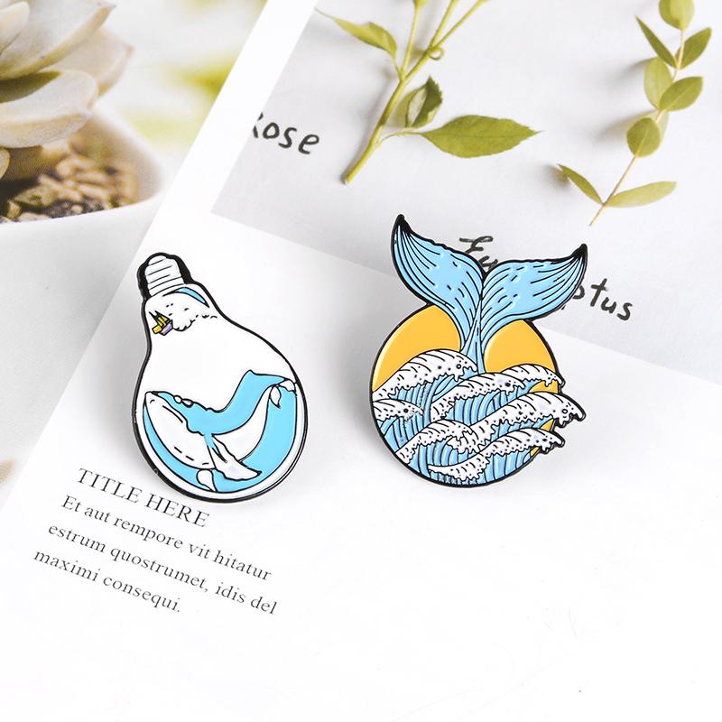 Pins, Brooches Blue Tumbling Wave Whale Tail Creative Bulb Shape Metal Brooch Personality Marine Animal Badge Remind Us To Protect Animals, Gray
Pins, Brooches Blue Tumbling Wave Whale Tail Creative Bulb Shape Metal Brooch Personality Marine Animal Badge Remind Us To Protect Animals, Gray