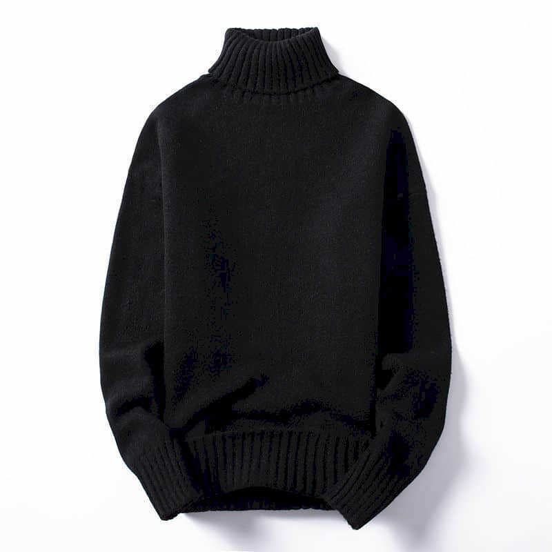 Turn-over turtleneck sweater men thicken Korean youth pure white self-cultivation base shirt plus velvet topl 210526