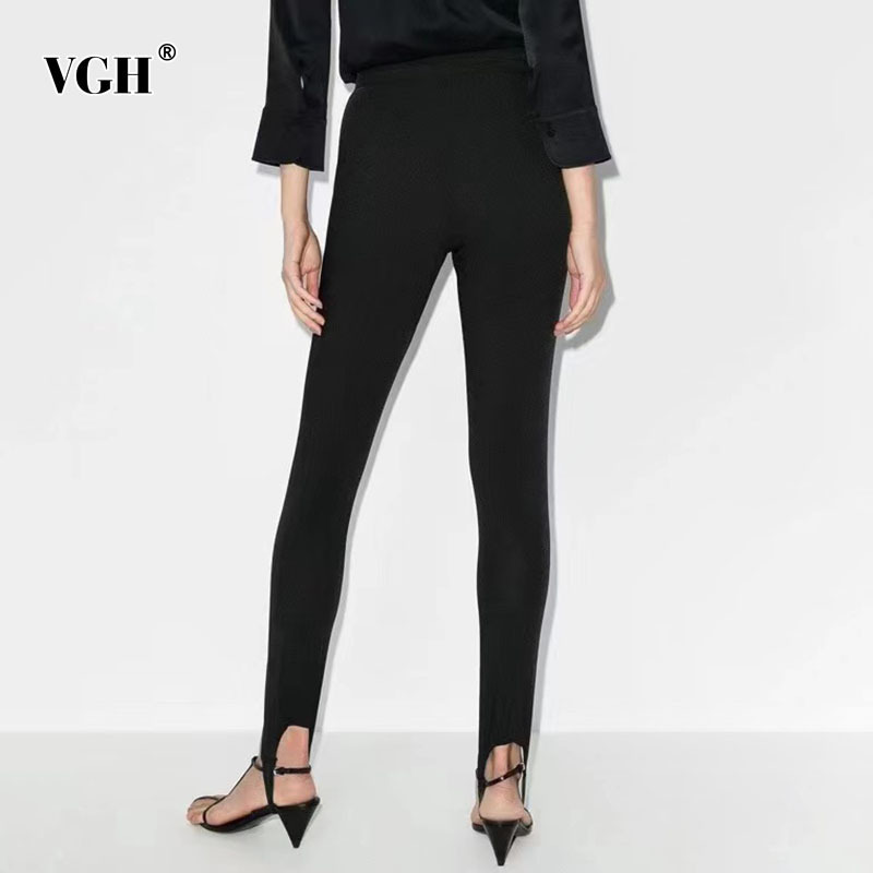VGH Black Casual Trousers For Women High Waist Minimalist Solid Full Length Pencil Pants Female New Spring Fashion Clothing 210421