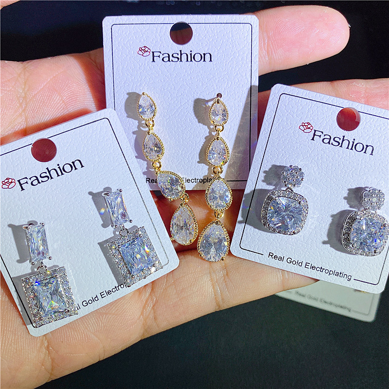 Women Studs Earrings Animal Butterfly Bee Heart Fruit Star Triangle Design Stud Fashion Rhinestone Real Gold Plated Drop Earring Cubic Zirconia Party 