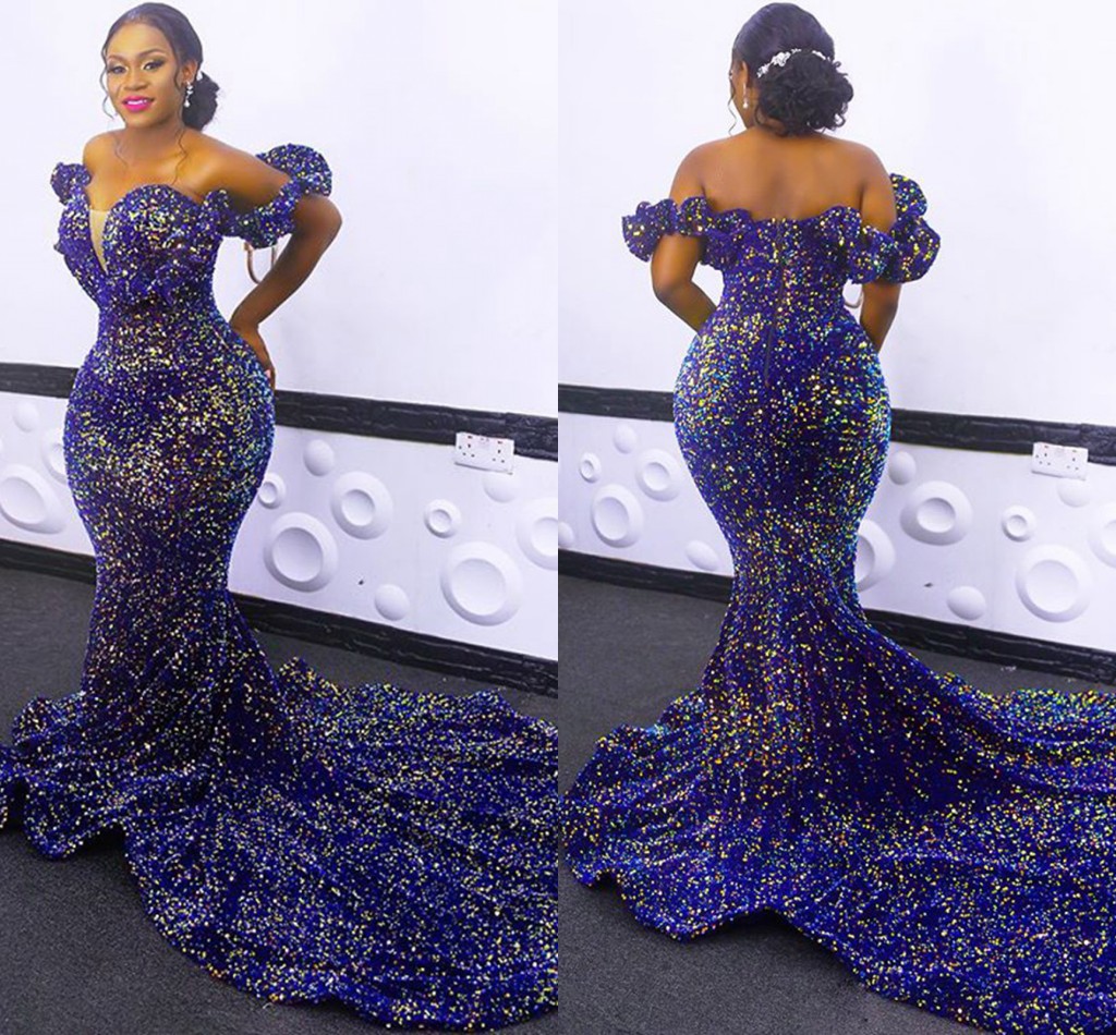 Long Sparkly Women Evening Gowns Sexy Mermaid Off The Shoulder Sweetheart Royal Blue Sequined African Formal prom dresses, Same as picture
Long Sparkly Women Evening Gowns Sexy Mermaid Off The Shoulder Sweetheart Royal Blue Sequined African Formal prom dresses, Same as picture