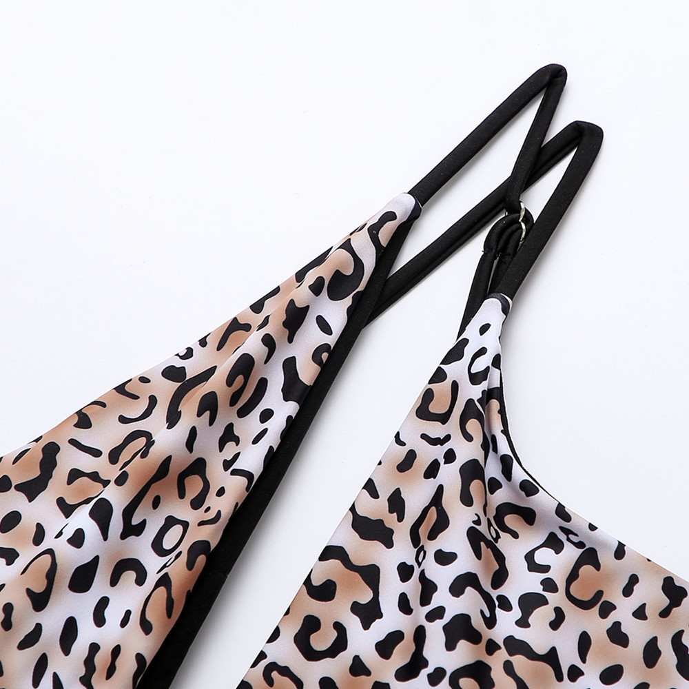 Leopard Print Swimsuit Female Sexy Hollow Out Swimwear Women Bodysuit Monokini Bathing Suit Summer Beach Wear 210521