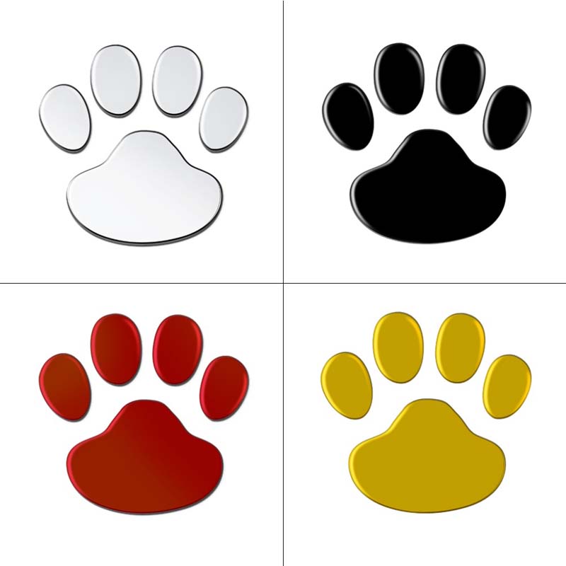 Cute Animal Paw Print Stickers - 2 Decals Set for Car, Laptop, Bike, Door with Waterproof 3D Design