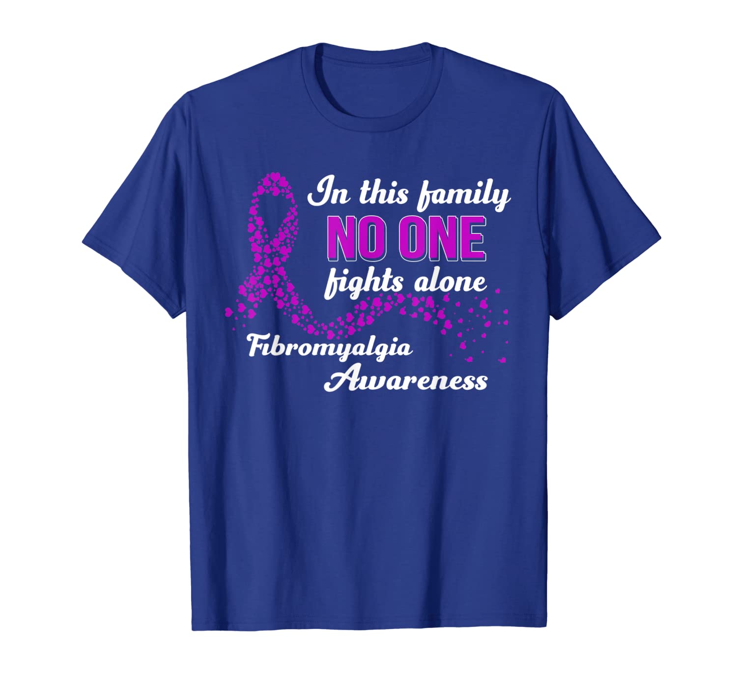 in this family no one fights alone fibromyalgia t shirt, White;black
