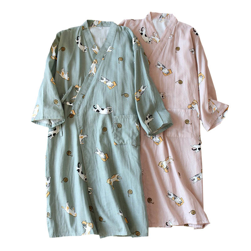 Women's Sleepwear Lovers' Nightgown Men And Women Comfort Gauze Cotton Robes Cute Kitten Printed Kimono Spring New Couples Loose H, Women pink
Women's Sleepwear Lovers' Nightgown Men And Women Comfort Gauze Cotton Robes Cute Kitten Printed Kimono Spring New Couples Loose H, Women pink