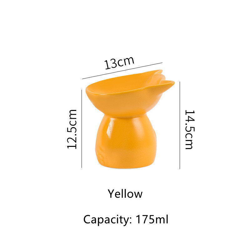 New Cat Bowl Ceramic High Foot Oblique Mouth Pet Supplies Cat Puppet Cat Rice Bowl To Protect The Cervical Spine Pet Accessories