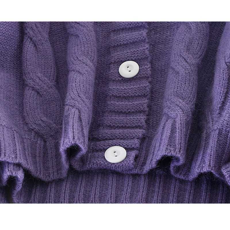 Yedinas Vintage Cardigan Women Sweater Korean Long Sleeve V Neck Knitted Embroidery Ladies Jumper Winter 210527