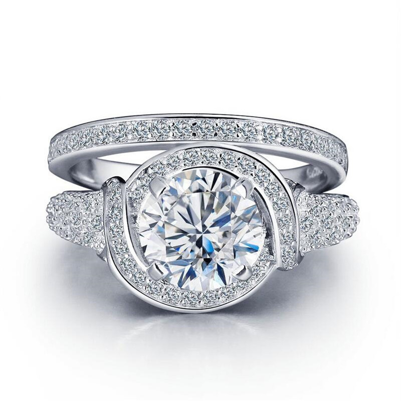 Choucong Couple Wedding Rings Luxury Jewelry 925 Sterling Silver Round Cut White 3A Cubic Zircon Party Promise Women Engagement Bridal Ring Set For Lo