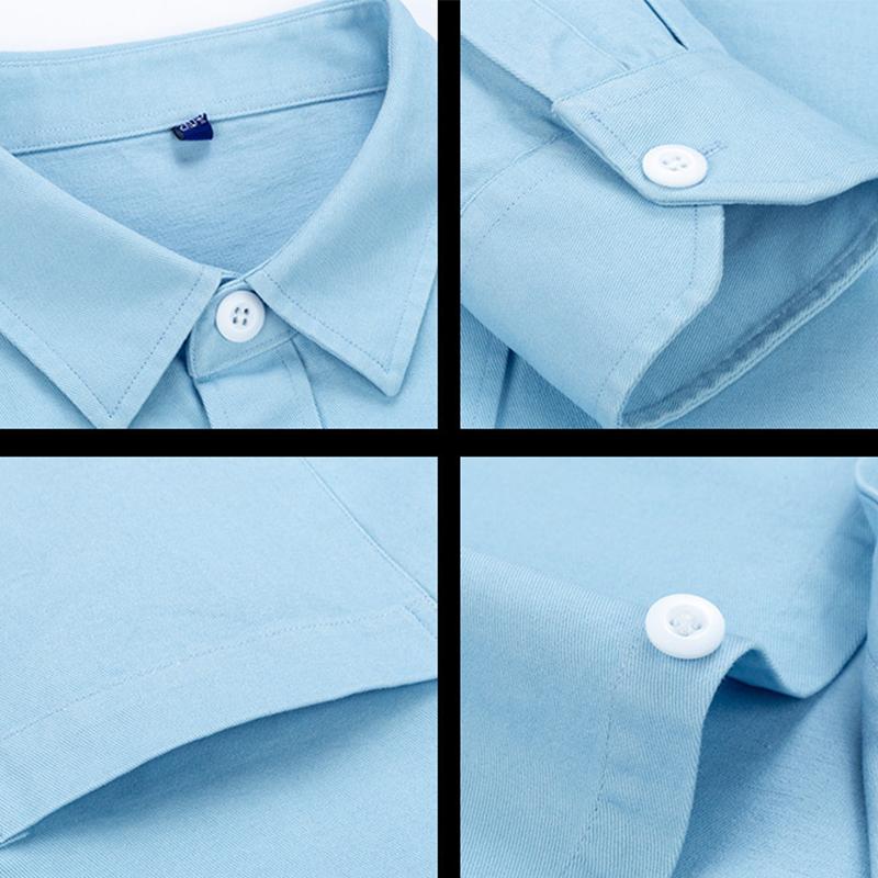 100% Cotton Jeans Shirt For Men's Long-Sleeved Loose Casual Solid Denim Shirts Male Classical Single Chest Pockets Clothing