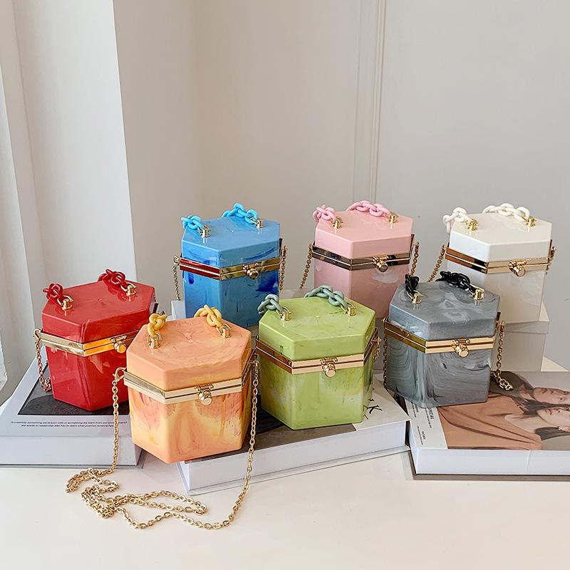 Evening Bags Candy Colors Acrylic Chain Box Party Bag Individual Hexagon Pvc Women Handbags And Purses Designer Crossbody Tote, Blue
Evening Bags Candy Colors Acrylic Chain Box Party Bag Individual Hexagon Pvc Women Handbags And Purses Designer Crossbody Tote, Blue