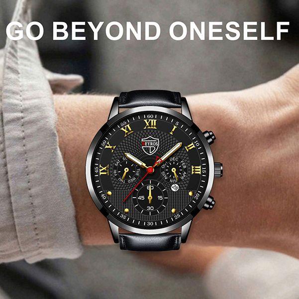 Wristwatches DEYROS Fashion Calendar Men's Watch Luxury Leather Luminous Quartz Decorative Business Men Clock Reloj Hombre, Black
Wristwatches DEYROS Fashion Calendar Men's Watch Luxury Leather Luminous Quartz Decorative Business Men Clock Reloj Hombre, Black