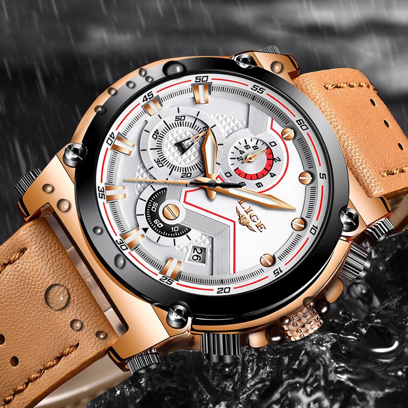 Wristwatches LIGE Fashion Mens Watches Top Casual Sport Quartz Watch Men Leather Waterproof Military Wristwatch Relogio Masculi, Brown black
Wristwatches LIGE Fashion Mens Watches Top Casual Sport Quartz Watch Men Leather Waterproof Military Wristwatch Relogio Masculi, Brown black