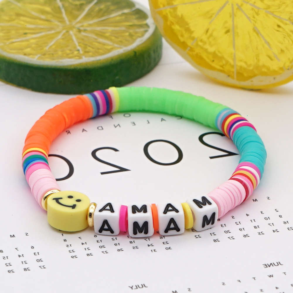 Hand catenary Mother's Day gift colorful pottery lovers simple Bohemian smile Mama letter Bracelet, Golden;silver
Hand catenary Mother's Day gift colorful pottery lovers simple Bohemian smile Mama letter Bracelet, Golden;silver