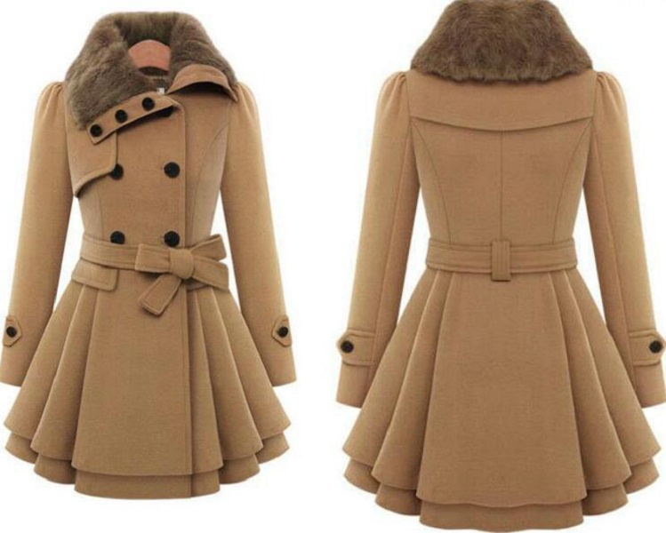 Double Breasted Wool Coat Lapel Long Female Thicken Autumn Winter Slim Belt Pleated Trench Coats Lady Fur Collar Peacoat, Black
Double Breasted Wool Coat Lapel Long Female Thicken Autumn Winter Slim Belt Pleated Trench Coats Lady Fur Collar Peacoat, Black