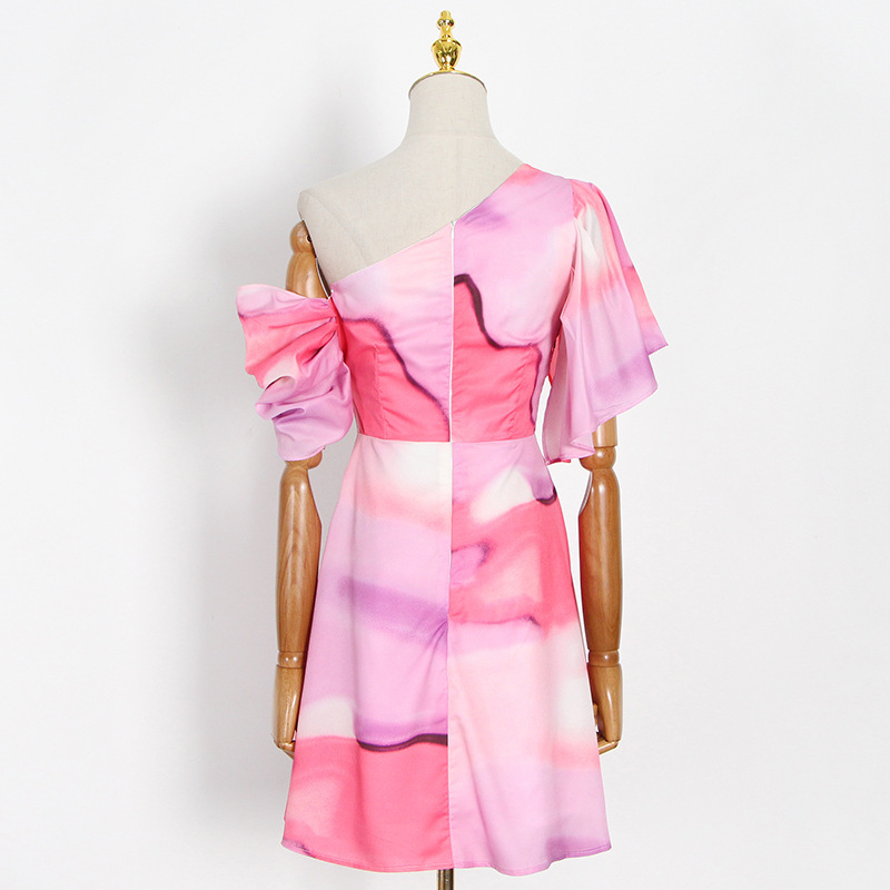 Women Dress Butterfly Sleeve Off Shoulder Printing Dresses Woman Asymmetry Plus Size Sexy Short Summer 210513