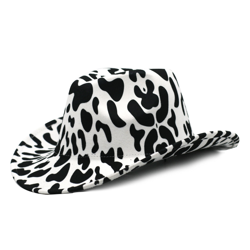 Wide Brim Western Cowboy Cowgirl Hat Cow Printed Men Women Wool Felt Fedora Hats Leather Belt Band Black and White Dots Panama Cap, Black&white(with belt)
Wide Brim Western Cowboy Cowgirl Hat Cow Printed Men Women Wool Felt Fedora Hats Leather Belt Band Black and White Dots Panama Cap, Black&white(with belt)