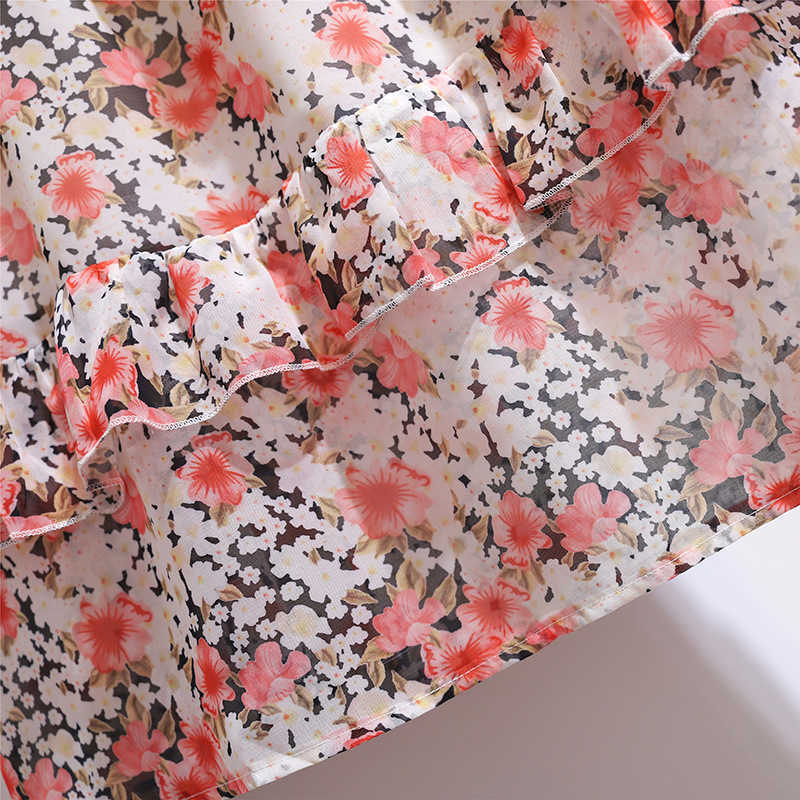 Ladies Spring Summer Plus Size Long Skirt For Women Large A-line Ruffle Floral Print Flower Skirts 3XL 4XL 5XL 6XL 210621