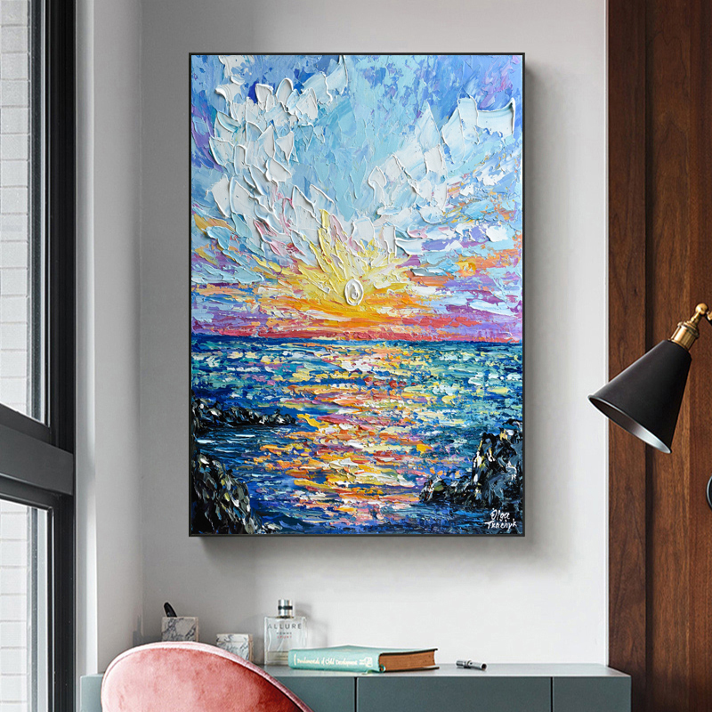 Abstract Posters And Prints Canvas Painting Wall Art Pictures For Living Room Home Decor Colorful Clouds Sea Wave Landscape
