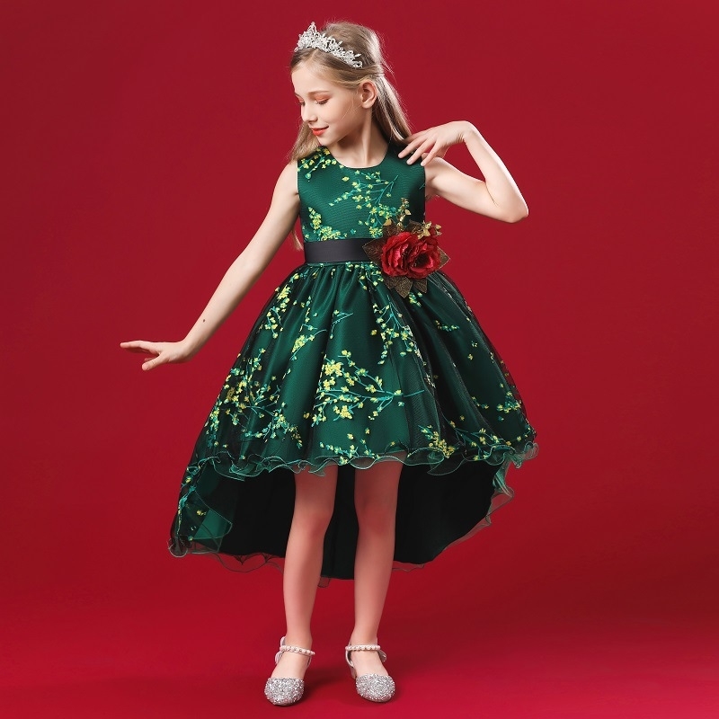 Flower Tailing Prom Gowns Teenagers Dresses for Girl Children Party Clothing Kids Princess Formal Dress For Bridesmaid Wedding 210508