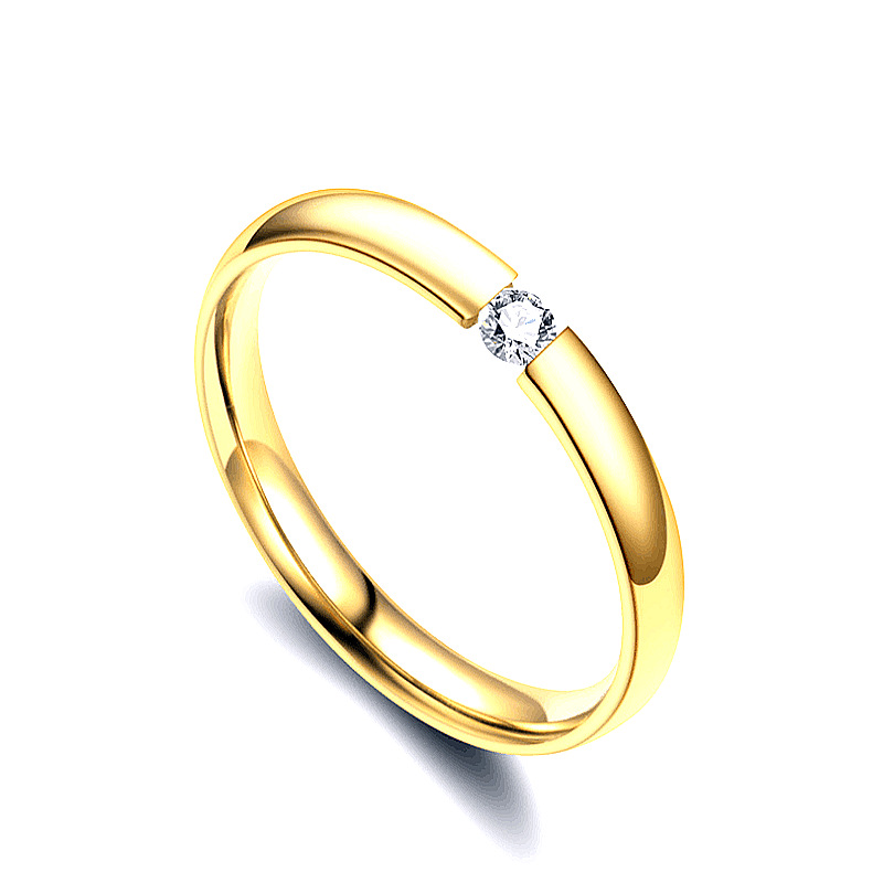 Vecute Elegant Stainless Steel Cubic Zirconia Ring for Women Men Lovers Crystal Diamond Ring Designer 18K Gold Silver Black Band Rings Birthday Weddin