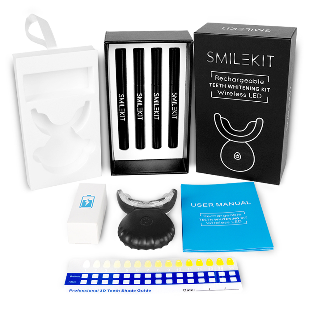 LED Teeth Whitening Kit 4 PCS Tooth Whitener Pen 35% Carbamide Peroxide Gel Dental Bleaching System Mouth Trays Tooth Machine