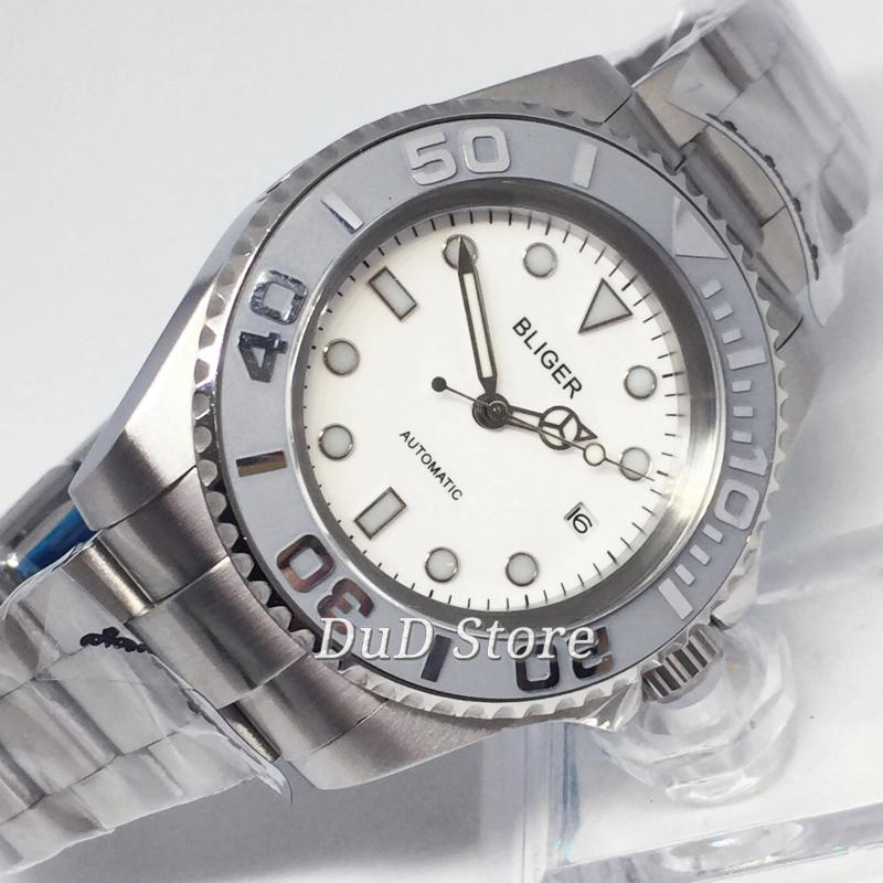 Wristwatches 44MM White Dial Gray Ceramic Bezel Mechanical Luminous Watch Stainless Automatic Movement Men's, Style 5
Wristwatches 44MM White Dial Gray Ceramic Bezel Mechanical Luminous Watch Stainless Automatic Movement Men's, Style 5