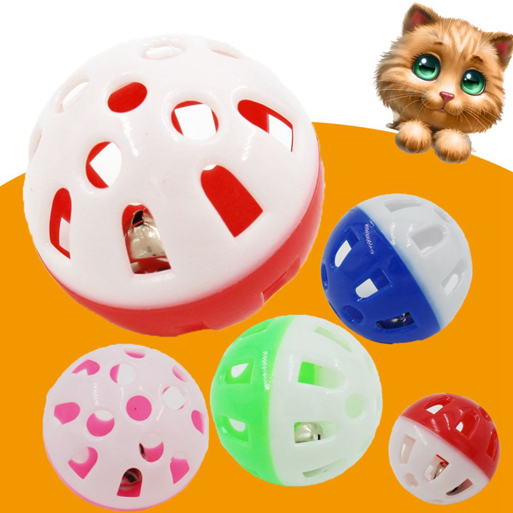 100pcs Pet Supplies Hollow Plastic Cat Toys Bell Balls 3.5cm Colourful With Lovable Voice Interactive Ball 1.38inches Tinkle Puppy Cats Playing Toy