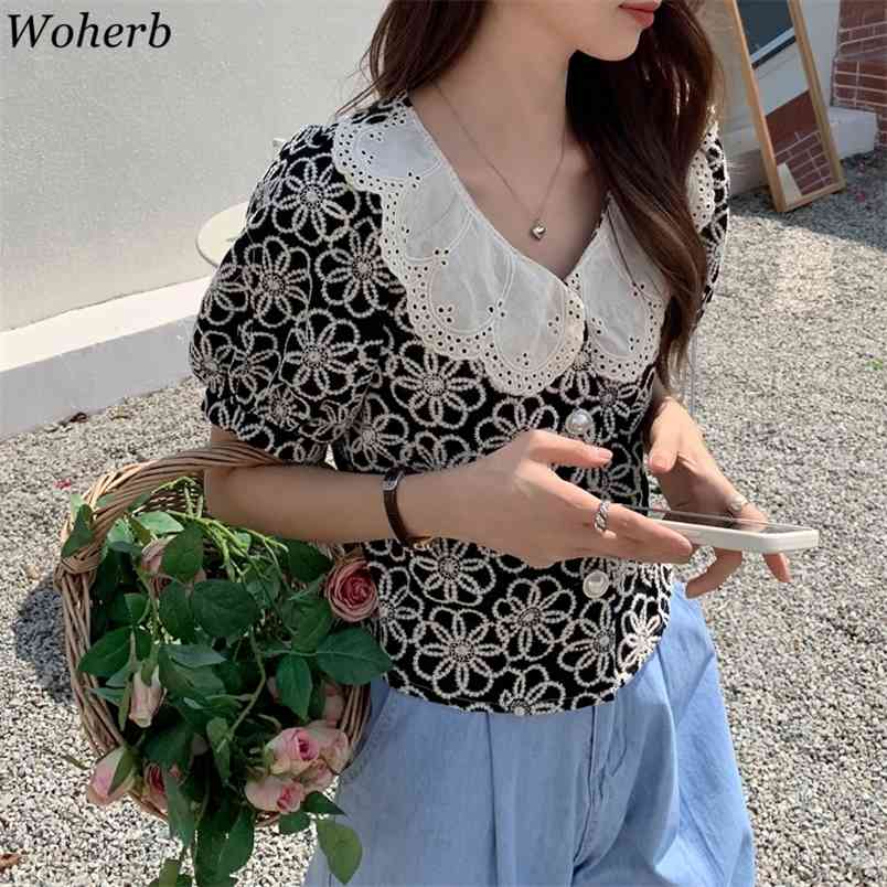 Florals Embroidery Hollow Blouse Women Summer Lady Streetwear Shirts All Match Short Sleeves Sweet Slim Blouses Tops 210519, Black
Florals Embroidery Hollow Blouse Women Summer Lady Streetwear Shirts All Match Short Sleeves Sweet Slim Blouses Tops 210519, Black