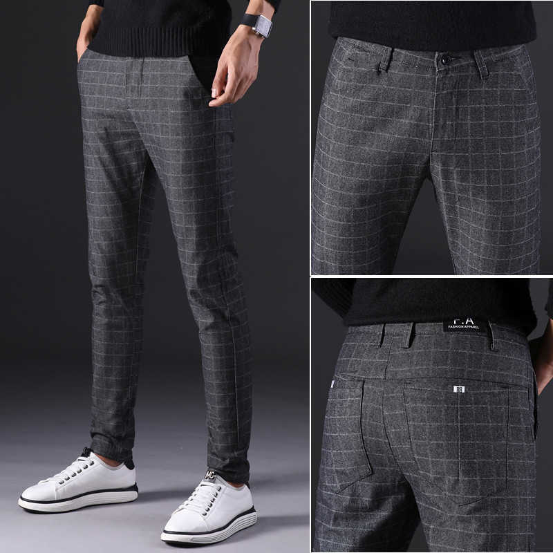 2019 New Men's Pants Straight Loose Casual Trousers Large Size Cotton Fashion Men's Business Suit Pants plaid Brown Grey cotton X0721, Gray
2019 New Men's Pants Straight Loose Casual Trousers Large Size Cotton Fashion Men's Business Suit Pants plaid Brown Grey cotton X0721, Gray