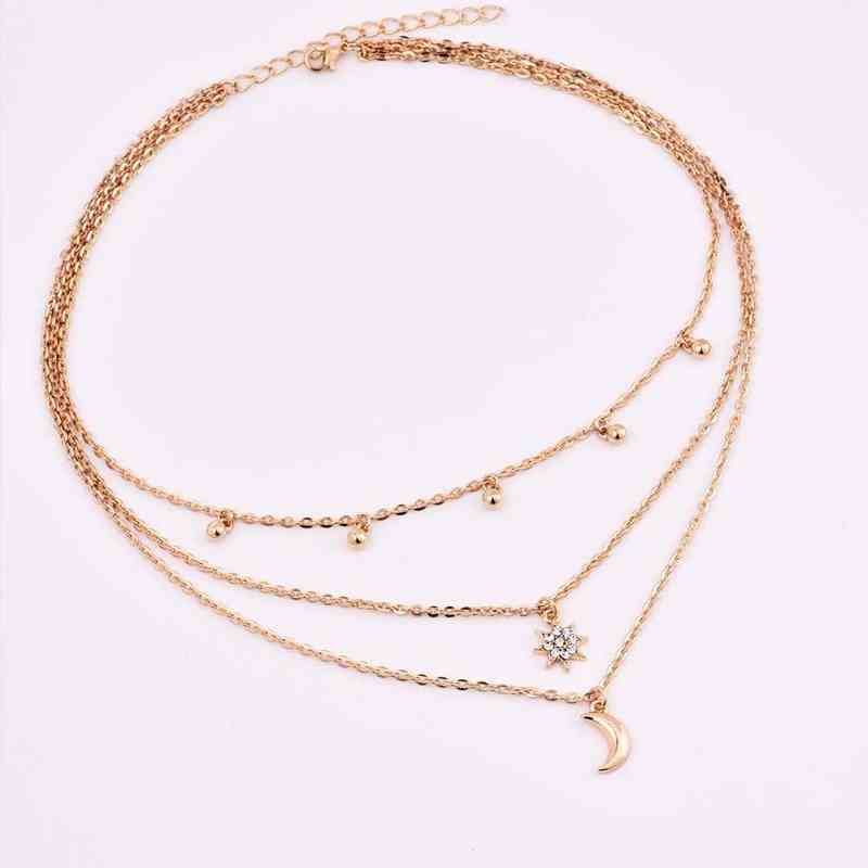Hot Boho Jewelry Multi Layer Beads Choker Necklaces for Women Sexy Moon Fashion Pendant Vintage Collier choker Necklace Gifts Y220218
