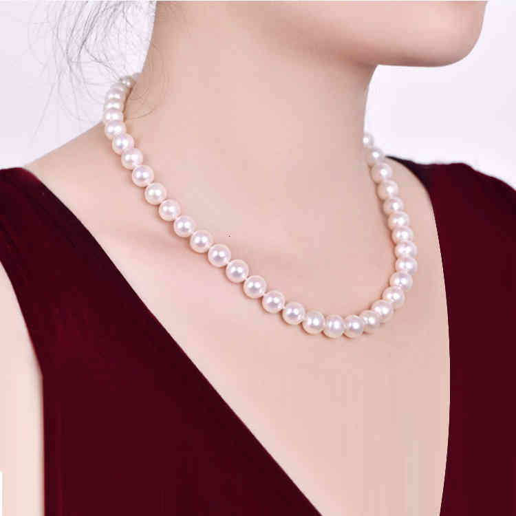 Natural Pearl Necklace Female Sea Mother Shell Round Clavicle Chain for Mother-in-law's Mother's Day Gift