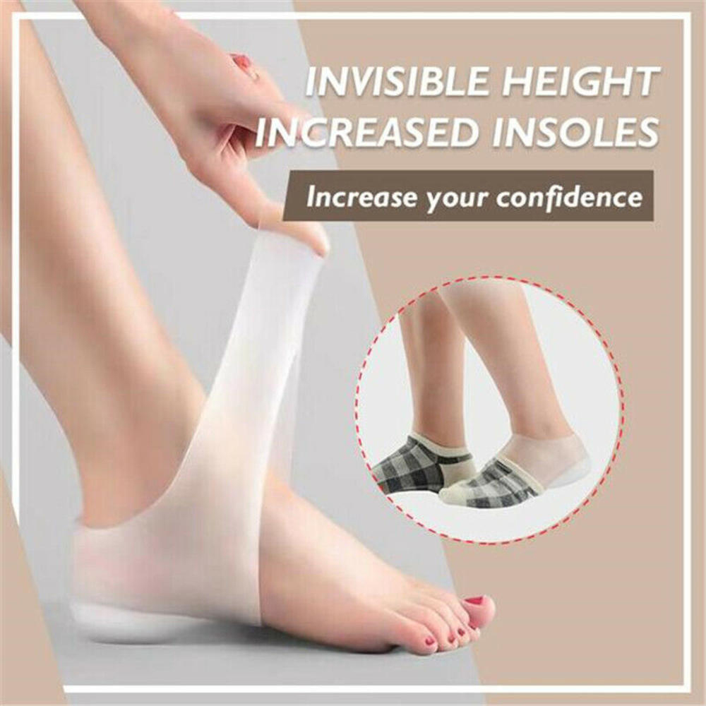 Silicone Invisible Inner Height Insoles Lifting Increase Socks Outdoor Foot Protection Pad Men Women Heel Cushion Hidden Insole