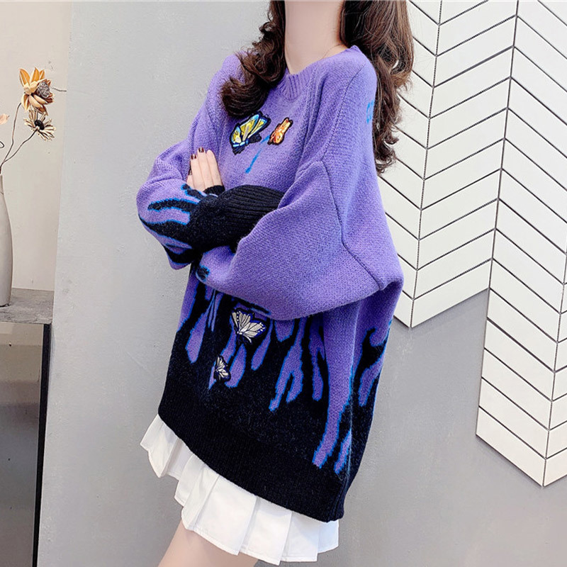 Women's Embroidery Butterfly Knitted Pullover Sweater Harajuku Casual Loose Female Sweaters Autumn Winter Sweet Knitting Jumper 210524, White
Women's Embroidery Butterfly Knitted Pullover Sweater Harajuku Casual Loose Female Sweaters Autumn Winter Sweet Knitting Jumper 210524, White