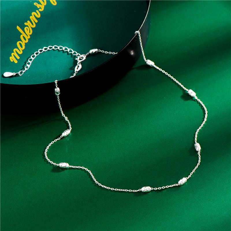 Chains 925 Sterling Silver Spacing Bead Braided Chain Choker Necklace Kpop Fashion Shinny Plain Clavicle Necklaces Girls Women
Chains 925 Sterling Silver Spacing Bead Braided Chain Choker Necklace Kpop Fashion Shinny Plain Clavicle Necklaces Girls Women