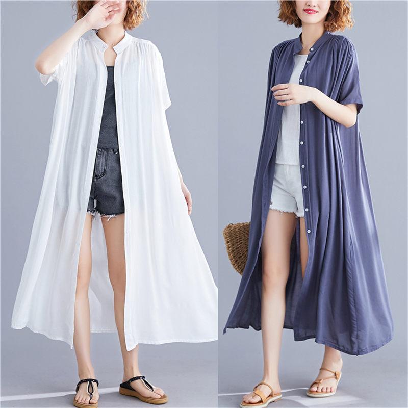 Women's Blouses & Shirts Pure Color Summer Plus Size Korean Long Sunscreen Shirt Dress Single Breasted Casual Loose Windbreaker Shawl Tops M, Blue
Women's Blouses & Shirts Pure Color Summer Plus Size Korean Long Sunscreen Shirt Dress Single Breasted Casual Loose Windbreaker Shawl Tops M, Blue