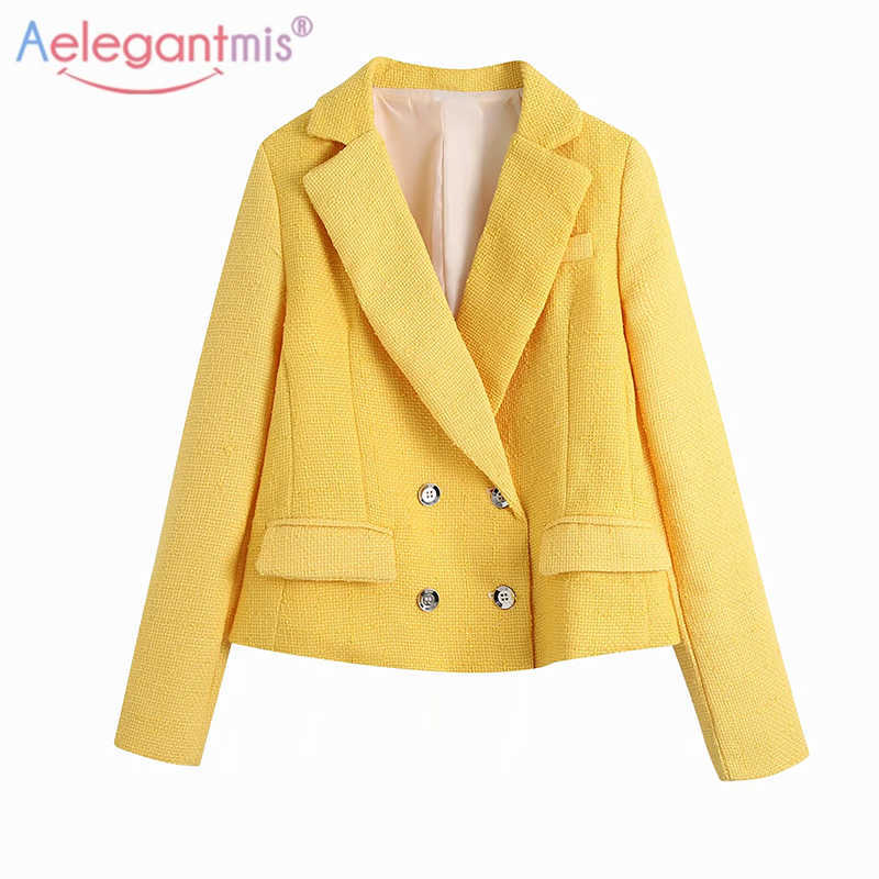 Aelegantmis Elegant Fashion Cropped Office Lady Blazer Jacket Casual Long Sleeves Slim Blazers Women Korean Solid Short Coats 210607, Yellow
Aelegantmis Elegant Fashion Cropped Office Lady Blazer Jacket Casual Long Sleeves Slim Blazers Women Korean Solid Short Coats 210607, Yellow