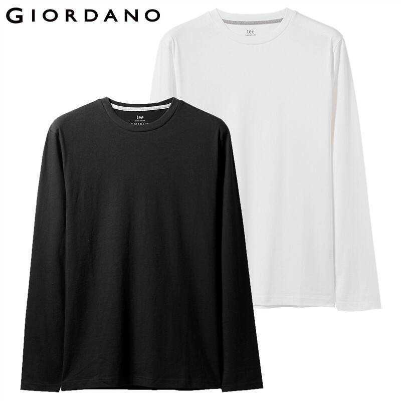 Men T Shirt 2-Pack Long Sleeve Solid Tee Shirt Homme 100% Cotton Pack of 2 Camiseta Masculina Multi Color T-Shirt Men 210623
