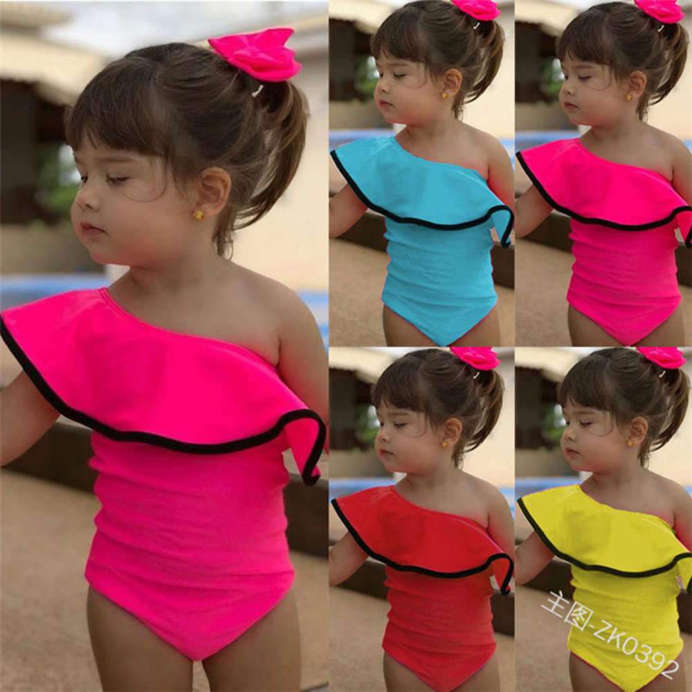 Children's suit children's piece swimsuit with ruffles and one shoulder candy color cute bikini girl, Black
Children's suit children's piece swimsuit with ruffles and one shoulder candy color cute bikini girl, Black