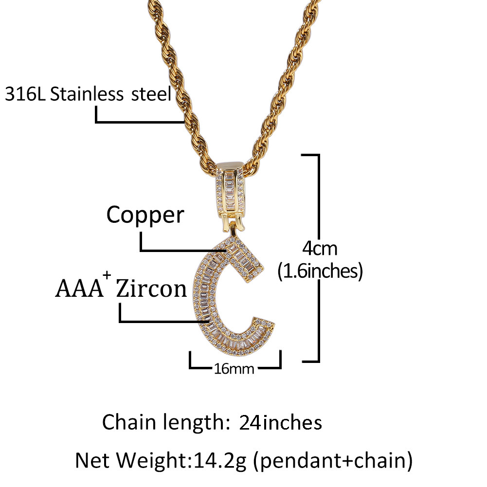 Hip Hop Jewellery Bread Diamond Pendant Necklace Custom Name Iced Out Chains Cubic Zirconia Copper Set With Diamonds Plating Letter