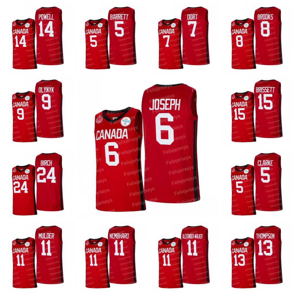Canada Team 2021 Tokyo Olympics Basketball Jersey 6 Cory Joseph 5 R.J. Barrett 8 Dillon Brooks 13 Tristan Thompson 14 Dwight Powell 24 Khem, Black
Canada Team 2021 Tokyo Olympics Basketball Jersey 6 Cory Joseph 5 R.J. Barrett 8 Dillon Brooks 13 Tristan Thompson 14 Dwight Powell 24 Khem, Black