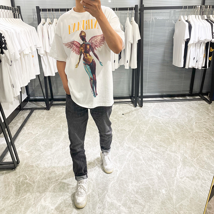 Feel of God summer Nirvana Angel print loose T-shirt rich f high street crew neck short sleeve N5XV, White;black
Feel of God summer Nirvana Angel print loose T-shirt rich f high street crew neck short sleeve N5XV, White;black