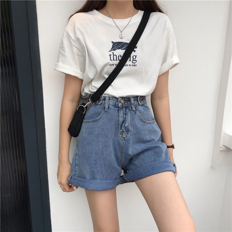 Summer Casual Light Blue Knee Length Jeans Women Plus Size 5XL High Waist Straight Denim Capris Loose Wide Legs Pants